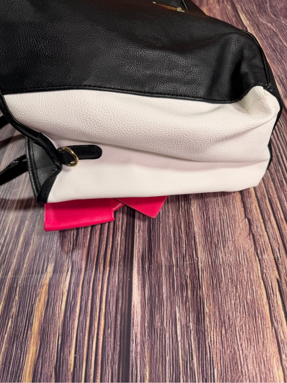 Betsey Johnson Black White Handbag Big Pink Bow‎ & Stripped Tablet Case Bag - Picture 8 of 16